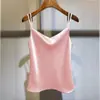 Elegante camisola de encaje de alta gama para mujer, primavera y verano, holgada, moda, satén de seda, interior, cuello en V, sin mangas, top de moda