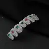Grillz de Hip-Hop Transfronterizos con Diamantes Rojos y Verdes, Grillz Chapados en Oro con Circonitas Rojas y Verdes, Accesorios Dentales de Rap de Halloween de Moda