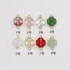 Botões de Vidro de Trevo de Quatro Folhas Acessórios para Joias Feitos à Mão Botões para Roupas Estilo Antigo de Jade Sintético Cheongsam Hanfu Pingentes Atacado