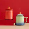 Copo Rápido Cultural e Criativo Estilo Chinês Cidade Proibida com Tampa Caneca de Cerâmica para Escritório Copo com Separação de Chá e Água Caixa de Presente de Alta Qualidade Lembrança