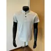 Camisa Polo Retro Americana para Hombre con Cuello Henry de Manga Corta, Camiseta de Verano de Manga Corta con Hombro Normal, Cuello Alto, Top Desestructurado de Media Manga