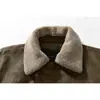 ORIGTEEN Chaqueta de Cuero PU Retro Desgastado con Cuello de Piel Desmontable Invierno para Hombre Abrigo Águila Dorada Chaqueta Gruesa de Algodón MY9025