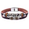 Pulsera Clásica de Cuero de Vaca Transfronteriza Europea y Americana Estilo Étnico Panlong de Plata Antigua Hebilla de Acero Inoxidable Pulsera Tejida Vintage Versátil para Todo