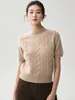 Suéter corto de punto de ochos de cachemira, sencillo y retro, para mujer, nueva colección otoño/invierno 2026, top ajustador de manga corta