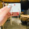 Pendientes de lazo de terciopelo rojo con ambiente de moda, temperamento femenino, flor dulce, borla larga, pendientes Joker al por mayor