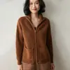 Cárdigan de Punto de Cachemira para Otoño e Invierno 2025 para Mujer, Suéter Holgado de Manga Larga con Cremallera, Chaqueta Gruesa, Casual, Más Fácil de Combinar con la Parte Superior