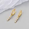 Arete de aro con circonita en forma de gota de agua incrustada con diamantes, de alta gama, dulce, largo, moda europea y americana, versátil, temperamental, joyería para la oreja