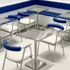Mesas y Sillas de Ocio de Lujo Ligero, Mesas de Café y Taburetes de Estilo Industrial para Tiendas de Té con Leche, Sillas de Acero Inoxidable con Cubierta Suave, Mesas de Negociación Estilo Coreano