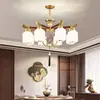 Lámpara de araña para sala de estar estética estilo canción, paisaje retro, estilo chino nuevo, luz principal de techo bajo para vestíbulo, luz para comedor, lámpara de 6 luces
