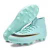 Zapatos de fútbol de caña alta de talla grande 32-47 transfronterizos para hombres, mujeres, adultos y niños, adecuados para competición y entrenamiento, con tacos TF y tacos redondos largos AG