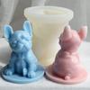 Molde de Silicona de Bulldog Renshan con Base para Velas Aromáticas de Cachorro DIY, Adorno de Yeso, Molde de Animales con Pegamento