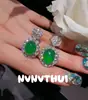Joyería Calcedonia Verde Brasileña Patrón de Serpiente Piedra Preciosa Collar en Forma de Y Huevo de Paloma Pulsera de Diamante Destellante Set Regalo del Día de la Madre