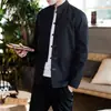 Conjunto de jaqueta com gola mandarim, abotoada, estilo chinês, masculina, oversized, de corte solto, com estampa retrô, para usar como outerwear e calça casual, para primavera e outono