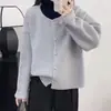 Cardigan de Tricô Cor Sólida Gola Redonda Estilo Coreano Estilo Chanel Feminino Outono e Inverno Novo Estilo Preguiçoso Solto Suéter Macio e Sedoso Jaqueta Grossa