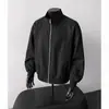 Chaqueta de trabajo con silueta para hombre con cuello alto, ajuste otoño cl, chaqueta corta de béisbol con patchwork, marca de tendencia deconstruida, púrpura ean
