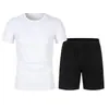 Personalizable - Conjunto de Verano para Hombre de Malla con Mangas Cortas Camiseta + Shorts Deportivos, Color Sólido, Casual y Versátil