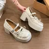 Sapatos de Couro Baixos para Mulheres Baixinhas, Estilo Mary Jane que Aumenta a Altura, Novos Sapatos Elegantes Retrô para o Verão 2025 para Combinar com Saias, Sapatilhas Femininas