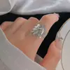 Anillo de Plata de Ley S925 Simple Dulce Fresco Industria Pesada Flor Otoño e Invierno Nuevo Anillo para Mujer Ins Alto Grado Anillo Abierto