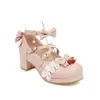 Comercio exterior lolita zapatos mariposa estrella corazón Lolita chica linda elegante blanco en stock nudo de tacón zapatos para fiesta de té