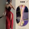Lencería Sexy Lunar de Cinabrio Escote Profundo Terciopelo Sexy República de China Encaje Semitransparente Espalda Descubierta Cheongsam Uniforme Traje de Tentación