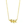Collar de Acero Inoxidable con Zirconia en Forma de Hoja Europeo y Americano Transfronterizo Cadena para Clavícula Versátil de Lujo de Alta Gama Dopamina Venta al por Mayor