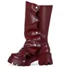 Botas de Mujer Tallas Grandes Transfronterizas, Tallas 36-46, Botas de Montar Naranja Metálico, Cómodo Forro de Lycra, Botas Largas de Comercio Exterior de 6 cm de Altura
