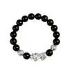 Pulsera Gruesa de Cristal Chapada en Plata, Pulsera Pixiu de Obsidiana Natural, Joyería de Cuentas para Atraer Riqueza y Girar la Fortuna, Regalo para Amante, Regalo para Novio