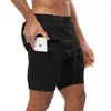 Pantalones Cortos Deportivos Quema Muslos para Hombre Doble Capa Combinación de Colores Toalla Colgante Fitness Running Transpirables Color Sólido Pantalones Amazon