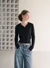 Suéter de punto liso con capucha estilo coreano para mujer, suéter de otoño ajustado, capa base, ceñido a la cintura, top moderno para invierno