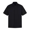 Camisa Bordada de Cuello Puntiagudo de Manga Corta para Hombre, Nuevo Estilo de Verano con Bolsillos, Top Camiseta Holgado Casual para Mujer, Moderno