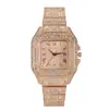 Reloj Cuadrado de Lujo Ligero con Correa de Acero Cielo Estrellado y Diamantes Hombres Europeos y Americanos Escala Romana Cielo Estrellado Moda Reloj de Cuarzo
