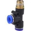Conector T Pneumático de Rosca Reta Tipo T PD Plástico Encaixe Rápido 4-M5/6-M5/4-01/4-028-02