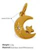 Novo Estilo Doce e Fofo Europeu e Americano DIY Pingente de Estrela, Lua e Coração com Diamante Aço Inoxidável Banhado a Ouro 18K Acessórios Criativos