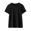 Camiseta de Manga Curta para Mulheres 2026 Novo Estilo Versátil Respirável Linho Tencel Amigo da Pele Confortável Gola Redonda Casual Manga Curta H032409