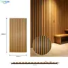 Comercio Exterior Wholesale Rejilla de Madera Color Teca Personalizada Panel Absorbente de Sonido MDF Panel de Pared Decorativo para Sala de Conferencias y Pasillo de Hotel