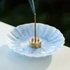 Suporte para Incenso Flor de Lótus Azul Suporte para Incenso Cerâmico Estilo Chinês Base para Incenso Suporte para Incenso Queimador de Incenso de Alta Qualidade Ornamento de Aromaterapia para Casa