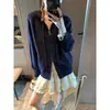 Cardigan de Lã com Trançado Mochie Atmosfera Preguiçosa Zíper Duplo Capuz com Cordão Mq1874
