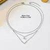 Collar Transfronterizo Estilo Europeo y Americano, Diseño Sencillo y Elegante de Doble Capa en Forma de V con Incrustaciones de Circonita, Accesorio Versátil de Cadena para Clavícula