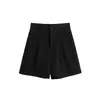 2026 nuevos shorts casuales de moda de verano ligeros, fluidos, estilo traje, de cintura alta, adelgazantes, pierna ancha, shorts negros de línea A