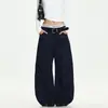 Bolsillo de parche curvo tridimensional, pantalones de trabajo de pierna ancha para mujer, corte holgado, efecto adelgazante, elegantes y modernos, jeans versátiles de pierna recta