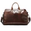Bolso de viaje retro de cuero de vaca de primera capa para hombre, gran capacidad, portátil, bolso de gimnasio de cuero encerado para hombre, venta al por mayor