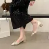 Zapatos de Mujer con Punta Fina y Tacón Bajo Grueso, Nuevo Estilo Slip-On Otoño/Invierno 2025 con Moño de Satén y Tacones Altos