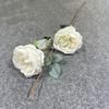 Rosa artificial individual de 2 cabezas Austin de 2 cabezas boda salón de bodas arreglo floral suave exhibición de flores de mesa flor de comercio exterior