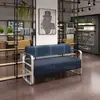 Sofá de Peluquería Silla de Espera Sofá de Acero Inoxidable Área de Descanso de Peluquería Sofá de Recepción Salón de Belleza Peluquería Exclusivo
