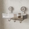 Estante de almacenamiento para baño con ventosa, mueble para lavabo, cosméticos, sin perforaciones, para colgar en la pared, caja de almacenamiento para colgar en la encimera