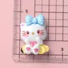 Desenho fofo miau KT feito à mão diy cola de creme capa de celular acessório de cabelo grampo de cabelo joia resina acessórios material