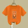 2380# Camiseta de Algodão Infantil de Manga Curta Infantil Solta Versátil Primavera e Verão Nova Blusa Pulôver Infantil Média e Grande