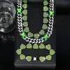 Colar Cuban Heart Butterfly Verde Europeu e Americano Cross-Border Hip-Hop Tendência Personalizado Conjunto de Joias de Colar de Empilhamento