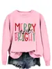 Moletom Feminino de Manga Longa Redondo Estilo Europeu e Americano Merry and Bright para Outono e Inverno Simples da Amazon Wish Comércio Exterior Solto