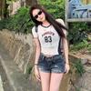 Joven Naranja# Estilo Americano Calle Principal Spice Girl Desgaste Solapa Shorts de Mezclilla para Mujer Elásticos Ajustados Adelgazantes Combinan con Todo Cadera Pantalones Cortos Hot